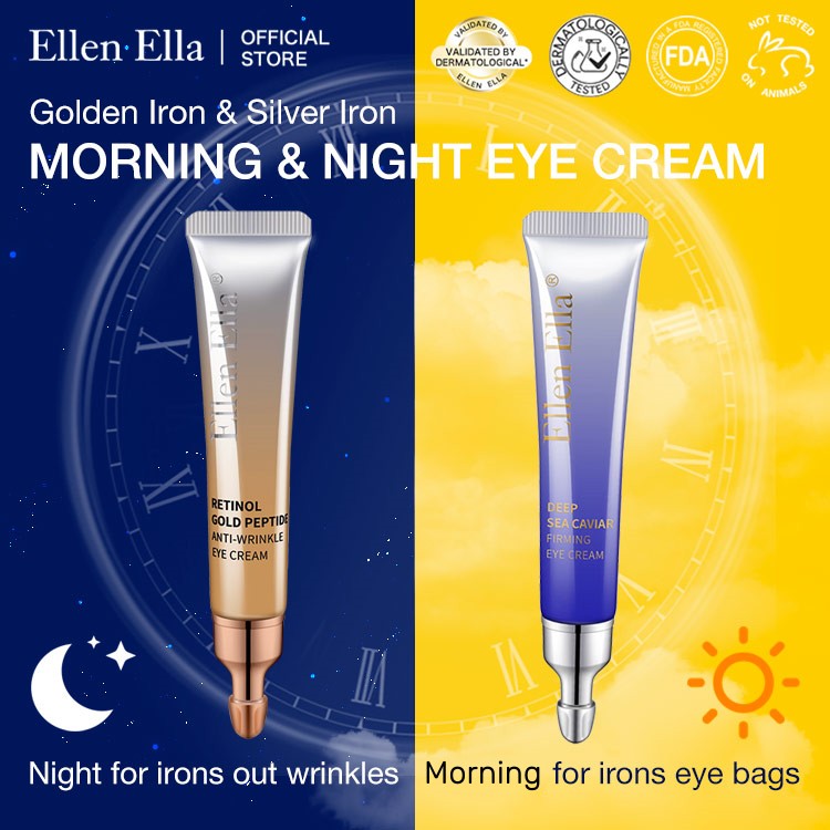 ELLEN ELLA Gold Iron & Silver Iron Eye Cream-Remove Dark Circles, Eye Bags, Wrinkles in 7 Days - Buy now get eye care massager as freebie